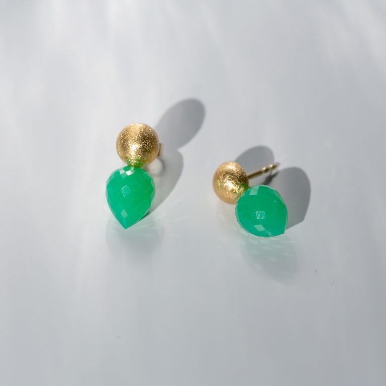 Ohrringe Gold und grüner Chrysopras